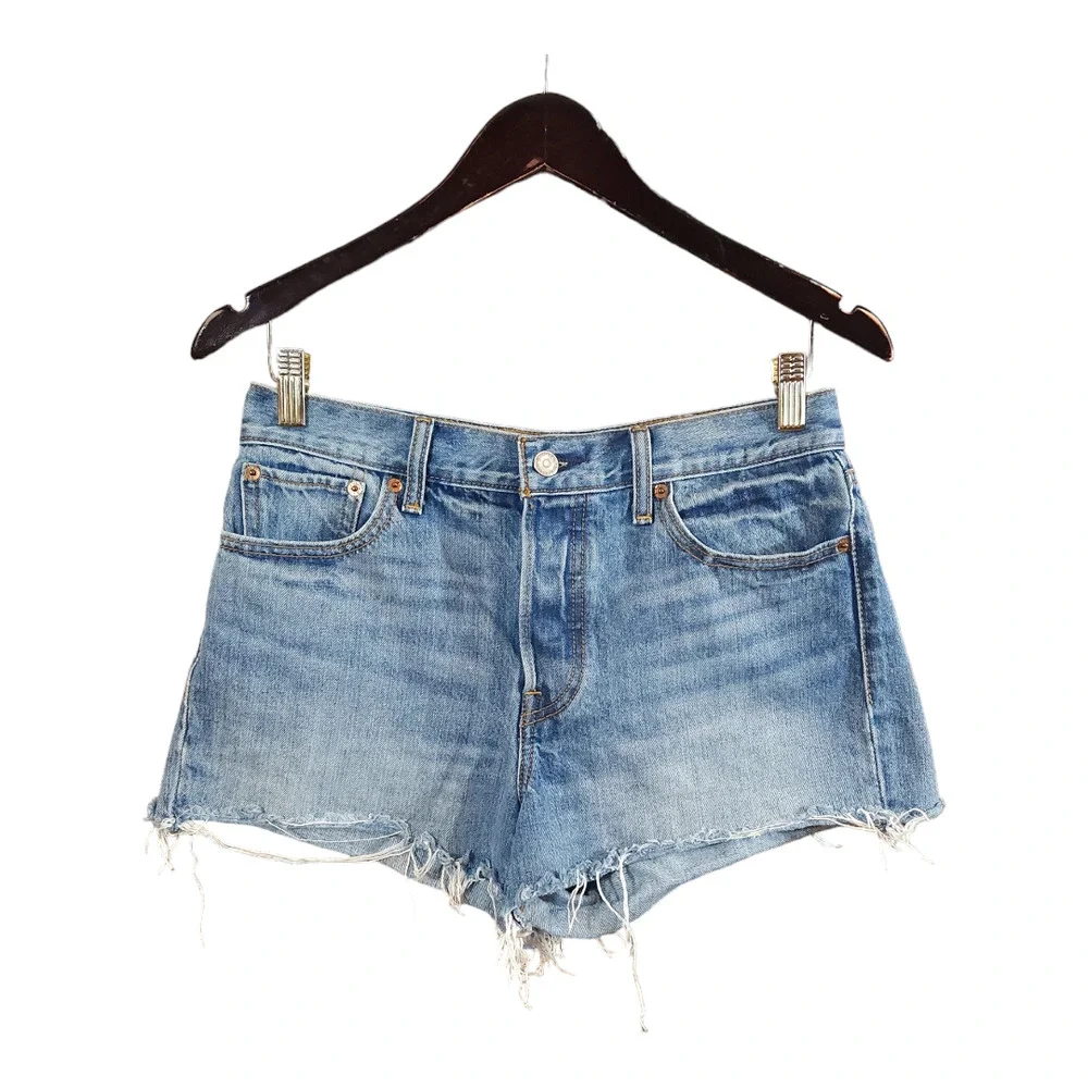 Levi's Light Blue Denim Jean Cutoff Shorts - Picture 1 of 6